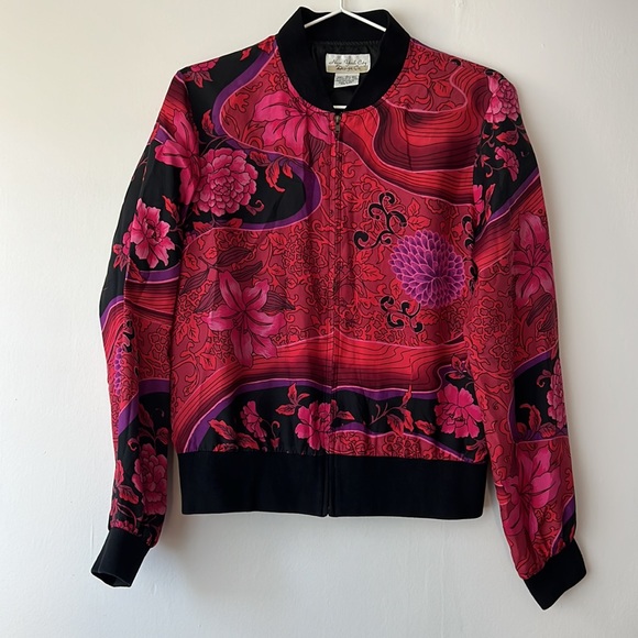 100% Silk Bomber Jacket by New York City Design Co. Size Small - Picture 3 of 8